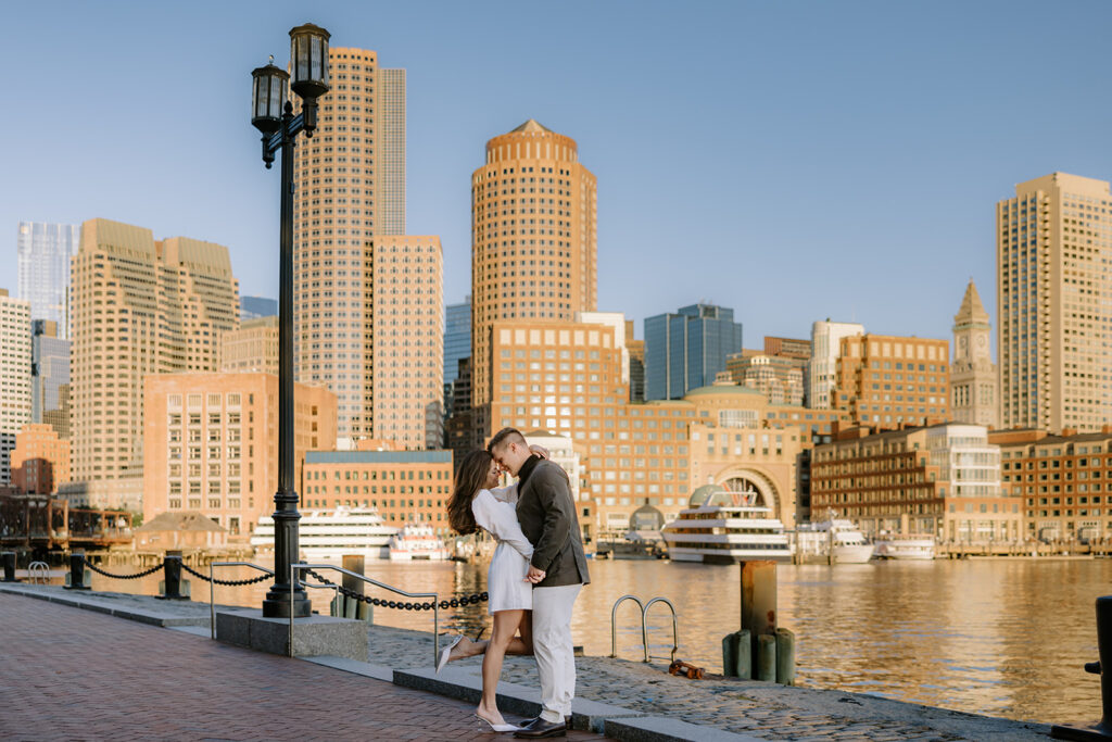 Seaport Engagement with Boston Skyline